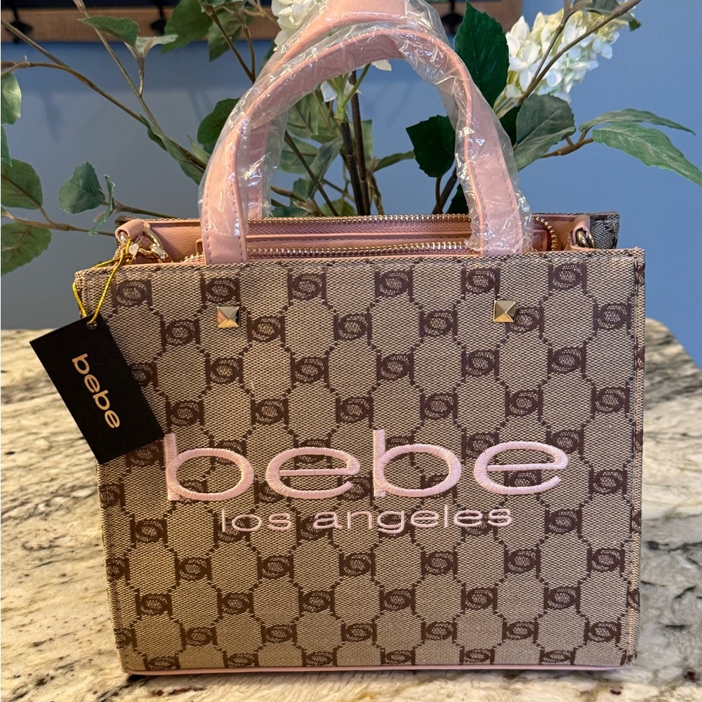 Bebe Talulla Small Satchel Blush Crossbody Monogram NWT 9.5” X 8.5” X 4”